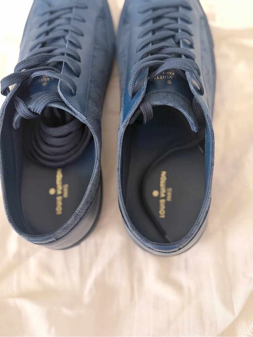 Louis Vuitton Navy Blue Leather Low-Top Sneakers